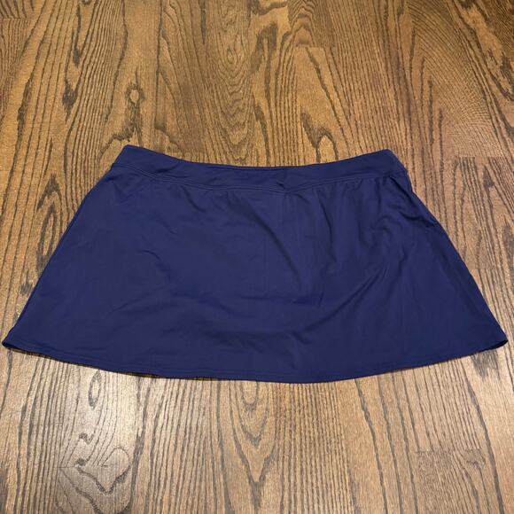 Lands End Womens Solid Navy Blue Swim Skirt Attached Brief Suit Bottom Size 16P - Picture 2 of 6